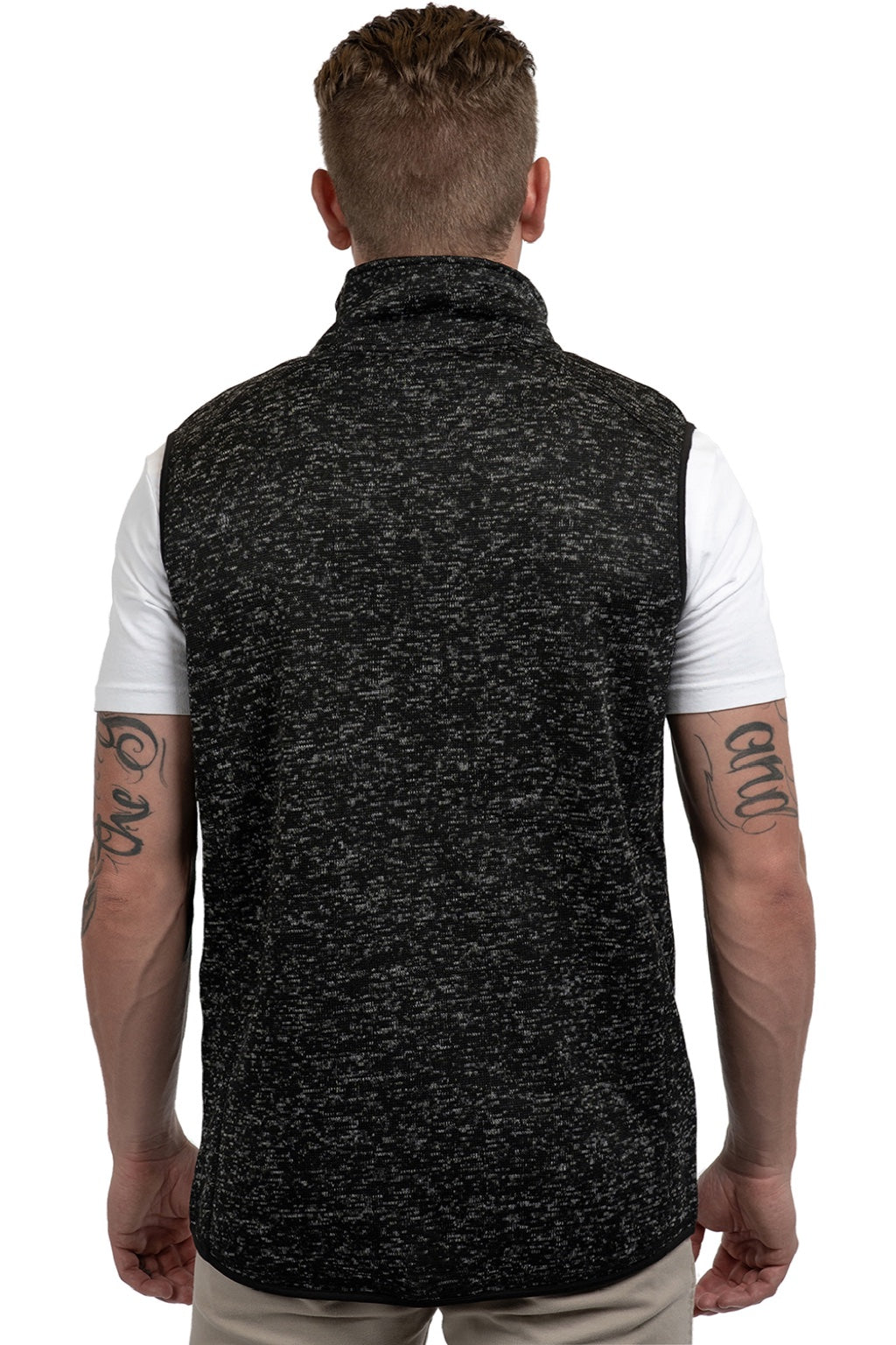 Burnside B3910 Mens Sweater Knit Full Zip Vest Heather Black Model Back