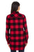 Burnside B5210/5210 Womens Boyfriend Flannel Long Sleeve Button Down Shirt w/ Double Pockets Red/Black Model Back