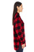 Burnside B5210/5210 Womens Boyfriend Flannel Long Sleeve Button Down Shirt w/ Double Pockets Red/Black Model Side