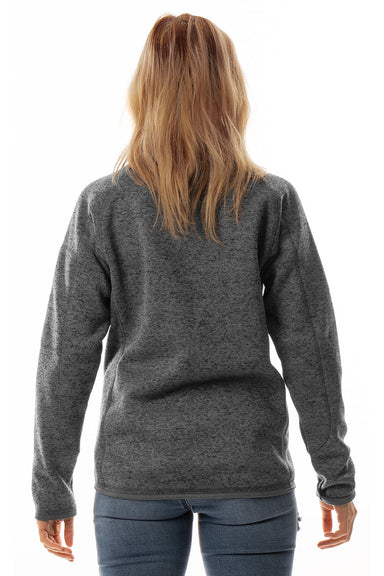 Burnside 5901 Womens Sweater Knit Full Zip Jacket Heather Charcoal Grey Model Back