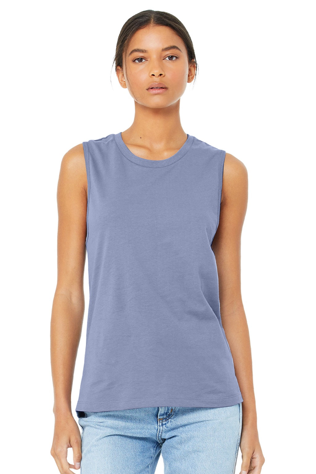 Bella + Canvas BC6003/6003 Womens Jersey Muscle Tank Top Lavender Blue Model Front