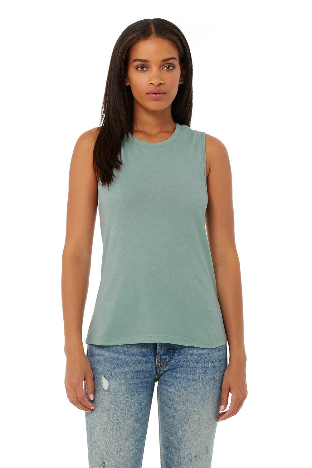 Bella + Canvas BC6003/B6003/6003 Womens Jersey Muscle Tank Top Heather Dusty Blue Model Front