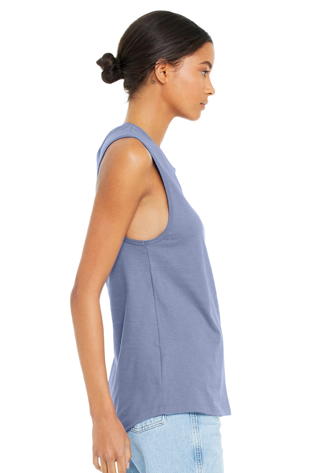 Bella + Canvas BC6003/6003 Womens Jersey Muscle Tank Top Lavender Blue Model Side