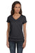 Bella + Canvas B6005/6005 Womens Jersey Short Sleeve V-Neck T-Shirt Heather Dark Grey Model Front