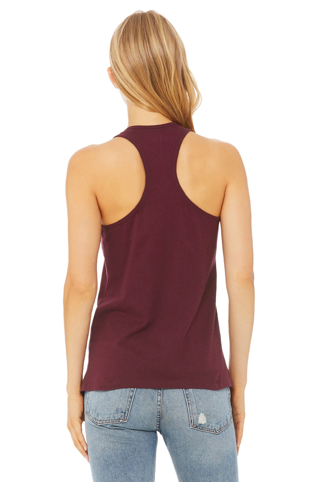 Bella + Canvas BC6008/6008 Womens Jersey Tank Top Maroon Model Back