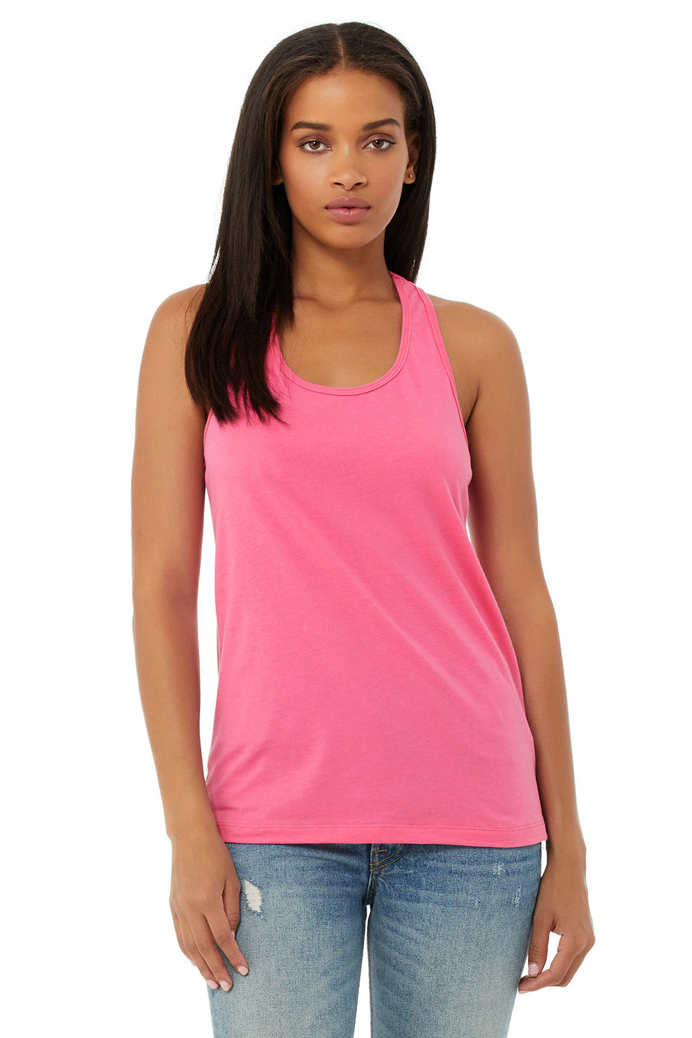 Bella + Canvas BC6008/B6008/6008 Womens Jersey Tank Top Charity Pink Model Front