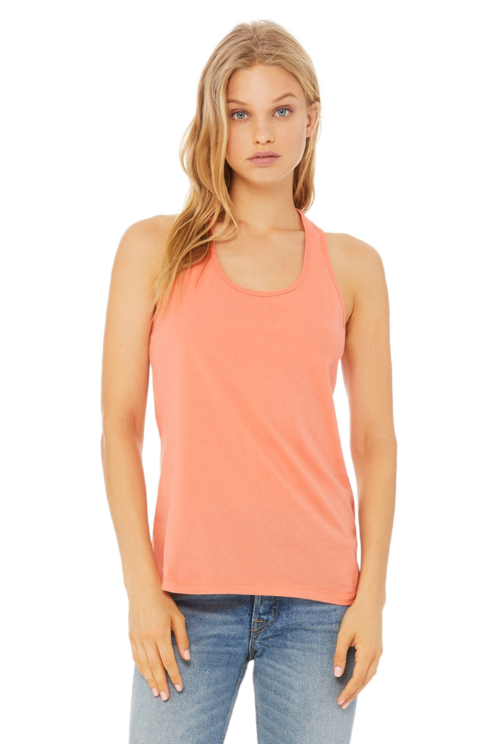 Bella + Canvas BC6008/6008 Womens Jersey Tank Top Sunset Orange Model Front