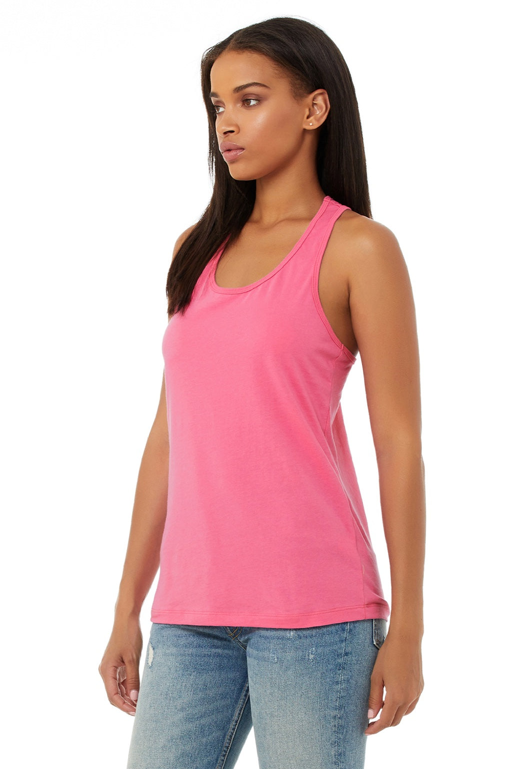 Bella + Canvas BC6008/6008 Womens Jersey Tank Top Charity Pink Model 3Q