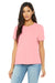 Bella + Canvas BC6400/B6400/6400 Womens Relaxed Jersey Short Sleeve Crewneck T-Shirt Pink Model Front