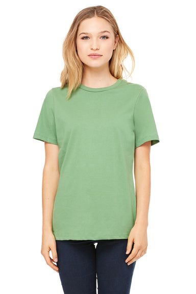 Bella + Canvas BC6400/6400 Womens Relaxed Jersey Short Sleeve Crewneck T-Shirt Leaf Green Model Front