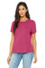 Bella + Canvas BC6400/B6400/6400 Womens Relaxed Jersey Short Sleeve Crewneck T-Shirt Berry Pink Model Front