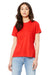 Bella + Canvas BC6400/6400 Womens Relaxed Jersey Short Sleeve Crewneck T-Shirt Poppy Red Model Front