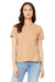 Bella + Canvas BC6400/6400 Womens Relaxed Jersey Short Sleeve Crewneck T-Shirt Sand Dune Model Front