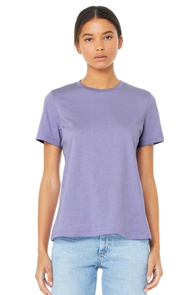 Bella + Canvas BC6400/6400 Womens Relaxed Jersey Short Sleeve Crewneck T-Shirt Dark Lavender Purple Model Front
