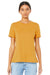 Bella + Canvas BC6400/6400 Womens Relaxed Jersey Short Sleeve Crewneck T-Shirt Mustard Yellow Model Front