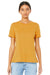 Bella + Canvas BC6400/B6400/6400 Womens Relaxed Jersey Short Sleeve Crewneck T-Shirt Mustard Yellow Model Front