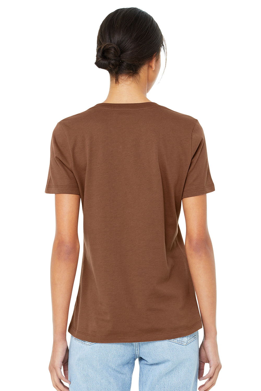 Bella + Canvas BC6400/B6400/6400 Womens Relaxed Jersey Short Sleeve Crewneck T-Shirt Chestnut Brown Model Back