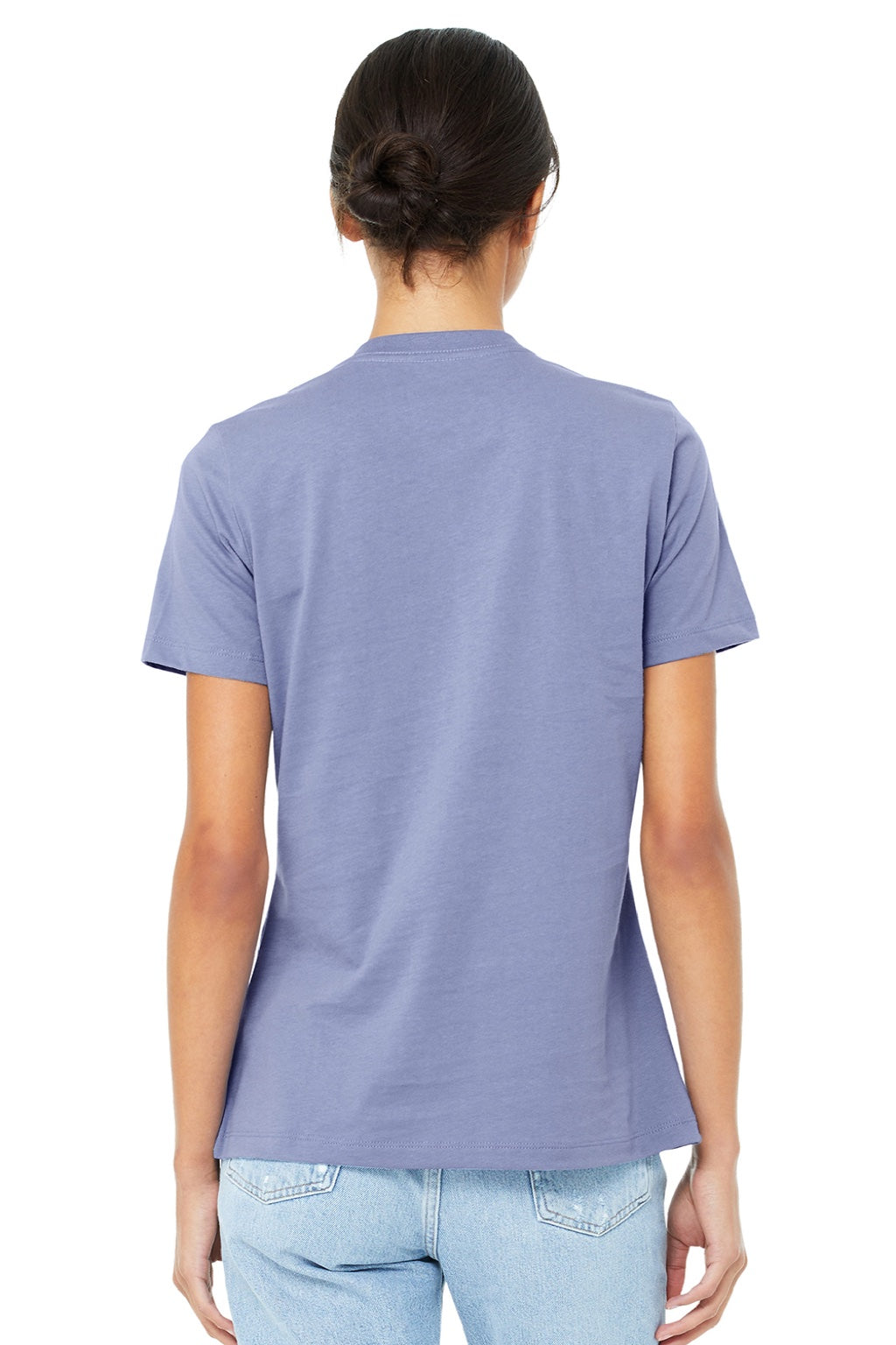 Bella + Canvas BC6400/6400 Womens Relaxed Jersey Short Sleeve Crewneck T-Shirt Lavender Blue Model Back