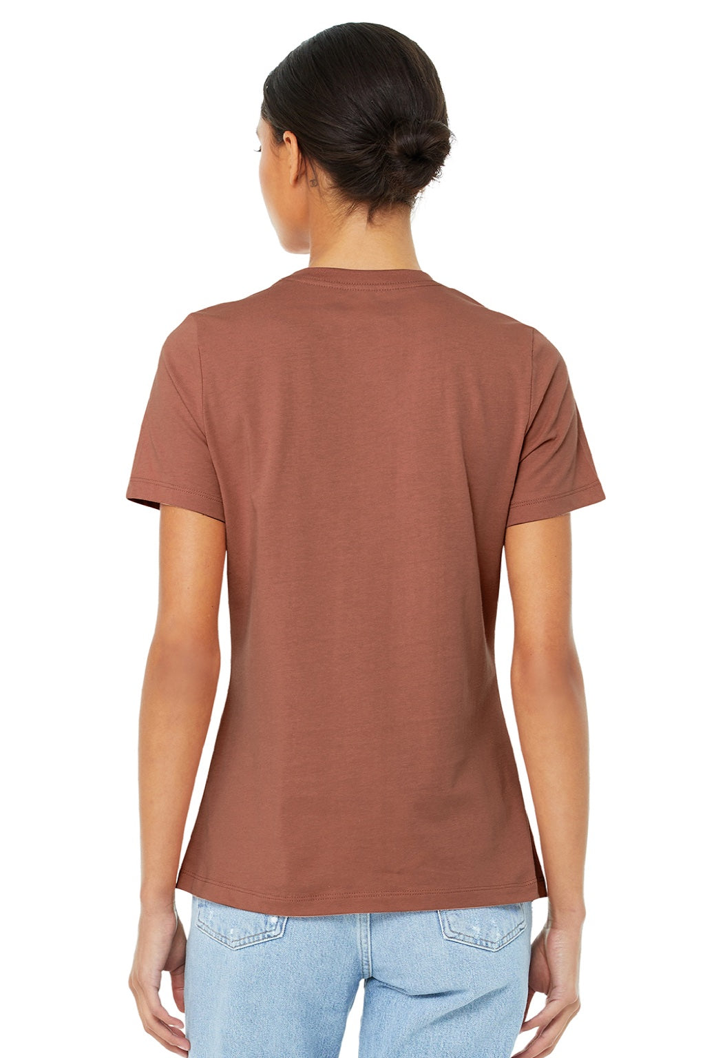 Bella + Canvas BC6400/6400 Womens Relaxed Jersey Short Sleeve Crewneck T-Shirt Terracotta Model Back