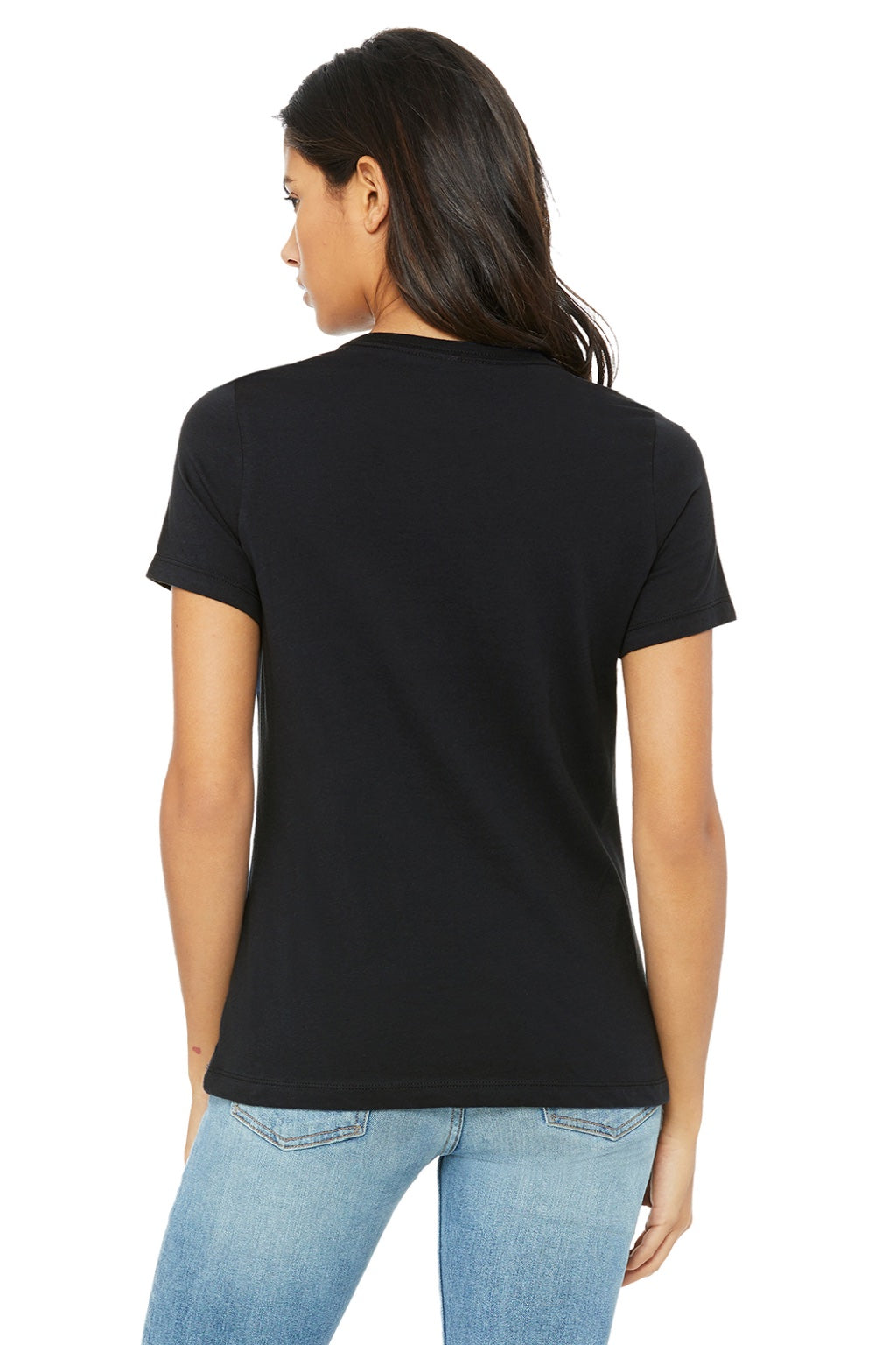 Bella + Canvas BC6400/6400 Womens Relaxed Jersey Short Sleeve Crewneck T-Shirt Vintage Black Model Back