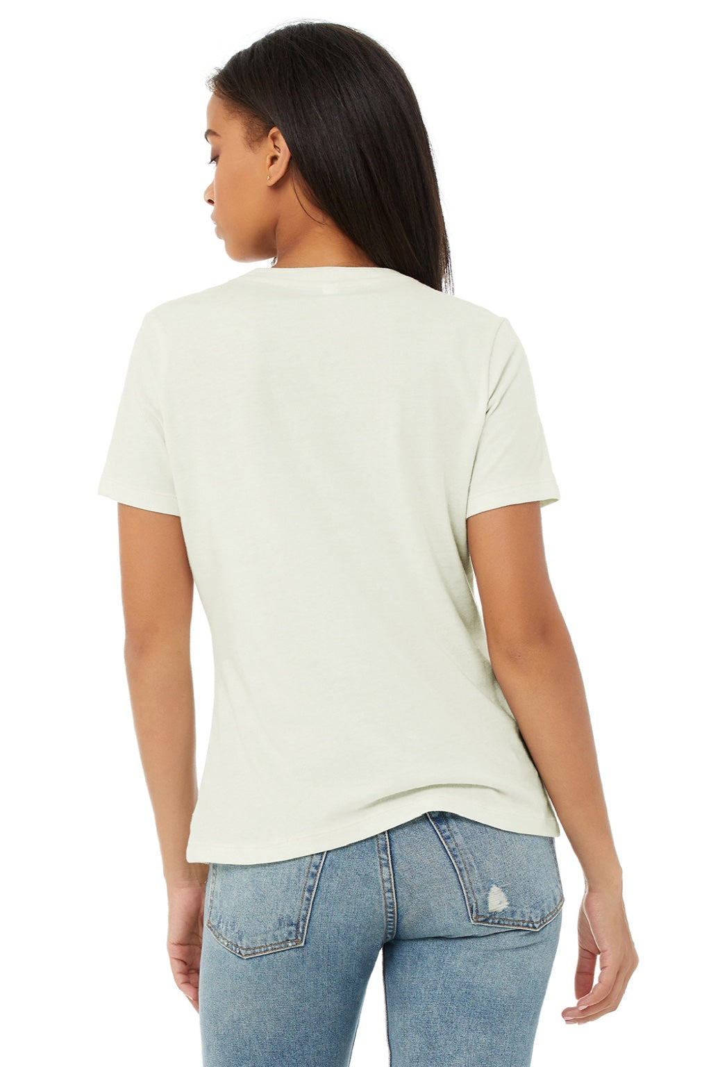 Bella + Canvas BC6400/6400 Womens Relaxed Jersey Short Sleeve Crewneck T-Shirt Citron Model Back