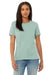 Bella + Canvas BC6400/6400 Womens Relaxed Jersey Short Sleeve Crewneck T-Shirt Dusty Blue Model Front