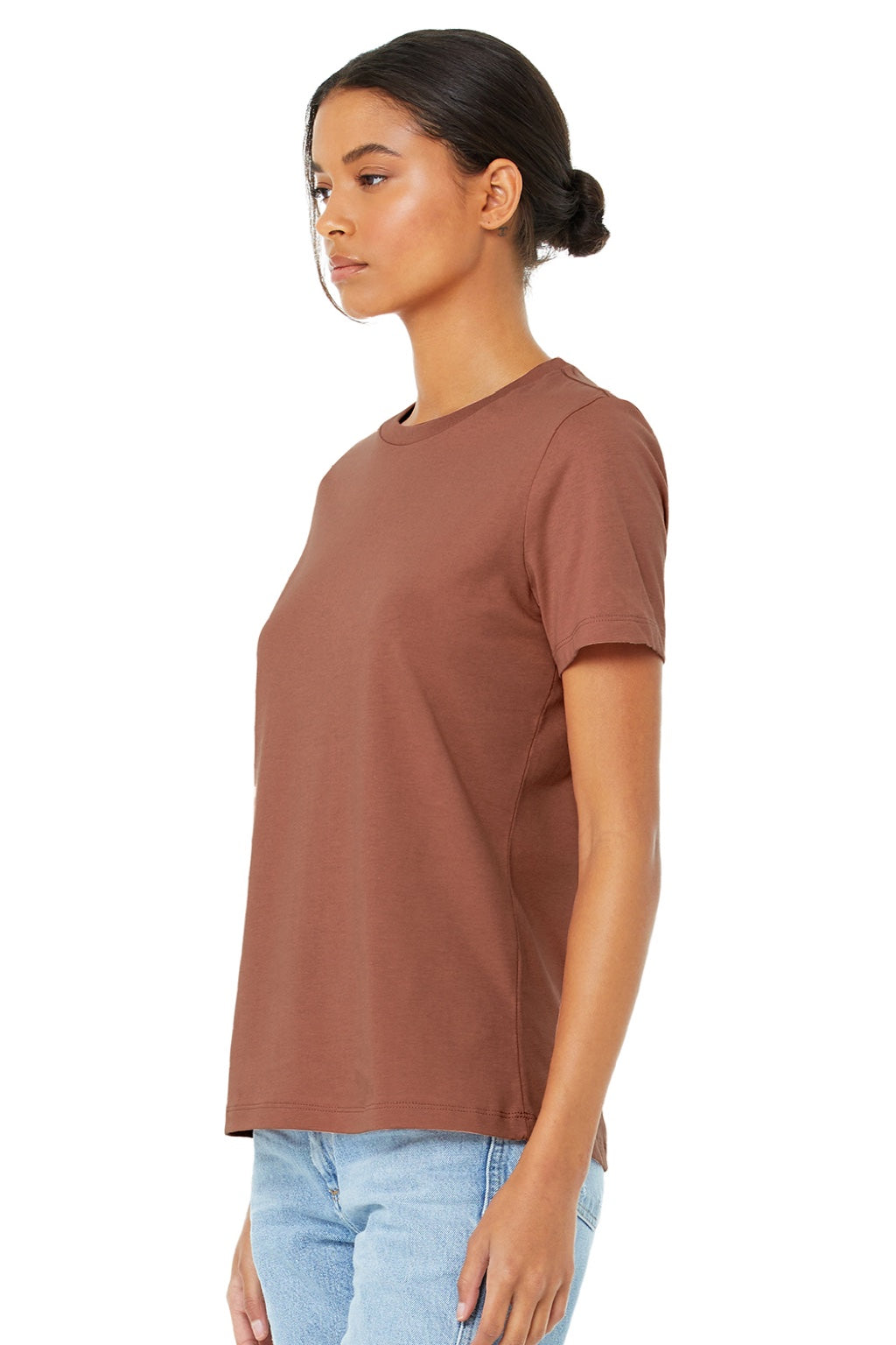 Bella + Canvas BC6400/6400 Womens Relaxed Jersey Short Sleeve Crewneck T-Shirt Terracotta Model 3Q