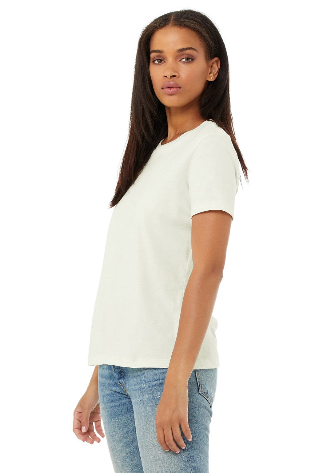 Bella + Canvas BC6400/6400 Womens Relaxed Jersey Short Sleeve Crewneck T-Shirt Citron Model 3Q
