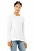 Bella + Canvas B6500/6500 Womens Jersey Long Sleeve Crewneck T-Shirt White Model Front