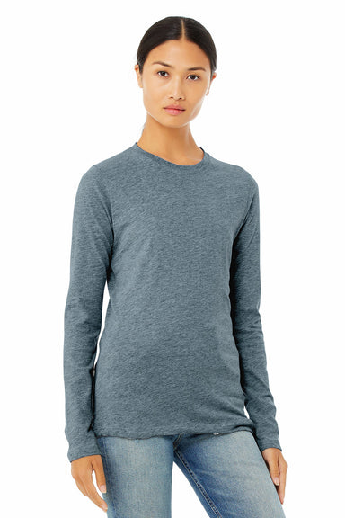 Bella + Canvas B6500/6500 Womens Jersey Long Sleeve Crewneck T-Shirt Heather Slate Model Front