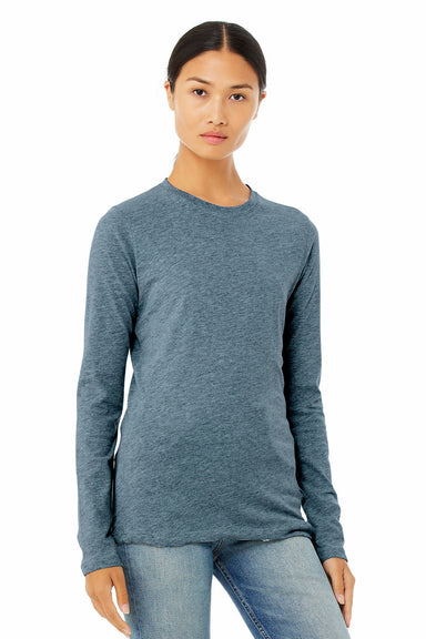 Bella + Canvas B6500/6500 Womens Jersey Long Sleeve Crewneck T-Shirt Heather Deep Teal Model Front