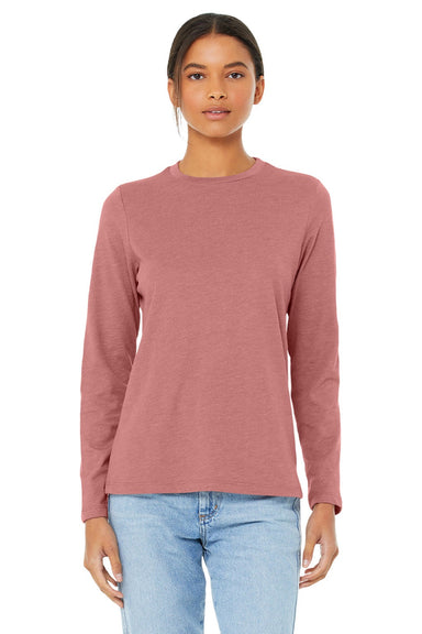 Bella + Canvas BC6500/6500 Womens Jersey Long Sleeve Crewneck T-Shirt Heather Mauve Model Front