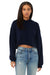 Bella + Canvas BC7502/B7502/7502 Womens Cropped Fleece Hooded Sweatshirt Hoodie Navy Blue Model Front