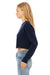 Bella + Canvas B7503/7503 Womens Cropped Fleece Crewneck Sweatshirt Navy Blue Model Side