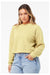 Bella + Canvas BC7505/7505 Womens Raglan Crewneck Sweatshirt French Vanilla Model Side