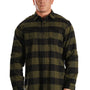 Burnside Mens Flannel Long Sleeve Button Down Shirt w/ Double Pockets - Army Green/Black