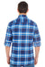 Burnside B8210/8210 Mens Flannel Long Sleeve Button Down Shirt w/ Double Pockets Blue/White Model Back