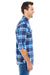 Burnside B8210/8210 Mens Flannel Long Sleeve Button Down Shirt w/ Double Pockets Blue/White Model Side