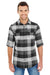 Burnside 8210 Mens Flannel Long Sleeve Button Down Shirt w/ Double Pockets Black/Grey Model Front