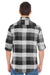 Burnside 8210 Mens Flannel Long Sleeve Button Down Shirt w/ Double Pockets Black/Grey Model Back