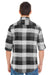 Burnside B8210/8210 Mens Flannel Long Sleeve Button Down Shirt w/ Double Pockets Black/Grey Model Back