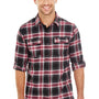 Burnside Mens Flannel Long Sleeve Button Down Shirt w/ Double Pockets - Red