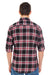 Burnside 8210 Mens Flannel Long Sleeve Button Down Shirt w/ Double Pockets Red Model Back