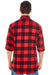Burnside 8210 Mens Flannel Long Sleeve Button Down Shirt w/ Double Pockets Red/Black Model Back
