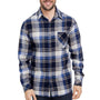 Burnside Mens Flannel Long Sleeve Button Down Shirt w/ Pocket - Blue/Ecru