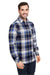 Burnside B8212 Mens Flannel Long Sleeve Button Down Shirt w/ Pocket Blue/Ecru Model 3Q