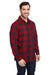 Burnside B8212 Mens Flannel Long Sleeve Button Down Shirt w/ Pocket Red/Heather Black Model 3Q