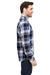 Burnside B8212 Mens Flannel Long Sleeve Button Down Shirt w/ Pocket Blue/Ecru Model Side
