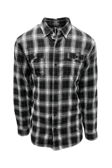 Burnside B8220 Mens Perfect Flannel Long Sleeve Button Down Shirt w/ Double Pockets Black/White Flat Front