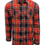 Burnside Mens Perfect Flannel Long Sleeve Button Down Shirt w/ Double Pockets - Fire Red/Black